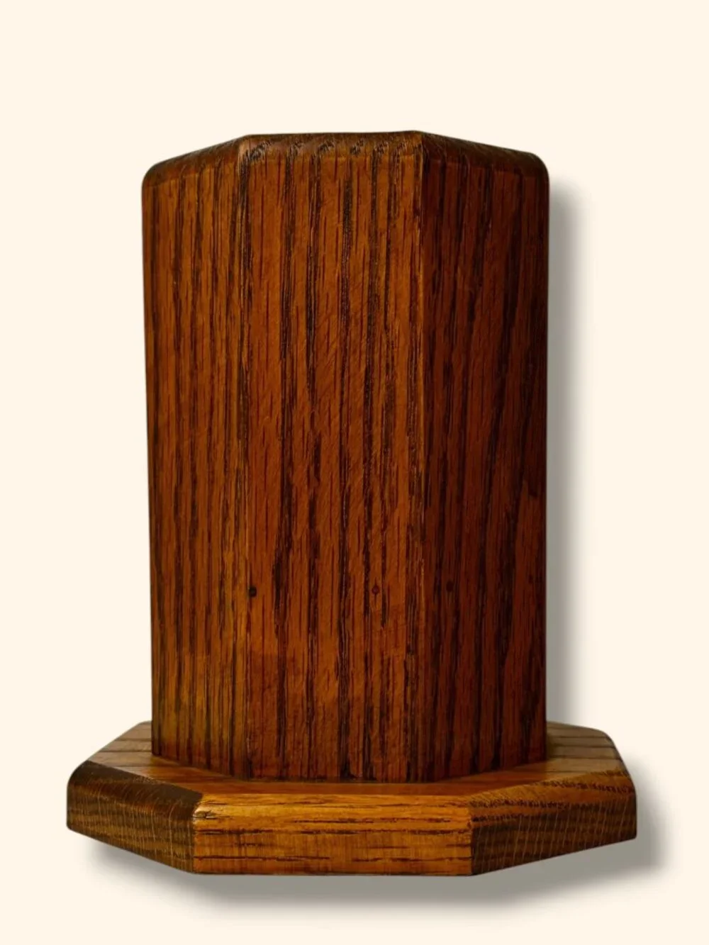 Handcrafted Octagonal Wooden Holder With Rich Grain Finish 6.5